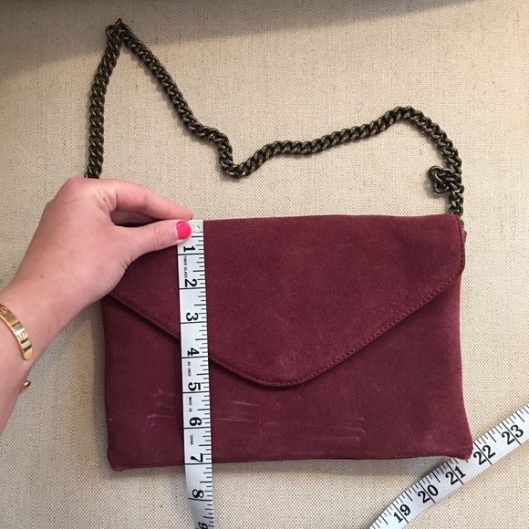 J. Crew Aubergine Suede Clutch w/ Shoulder Strap - Picture 2 of 8